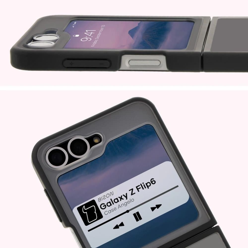 Bizon Case Angelo Samsung Galaxy Z Flip 6 / 7 FE rauchig mit einem schwarzen Rahmen - 3