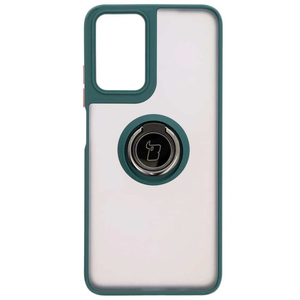 Bizon Case Hybrid Ring Motorola Moto G35 5G rauchig mit einem dunkelgrünen Rahmen - 2