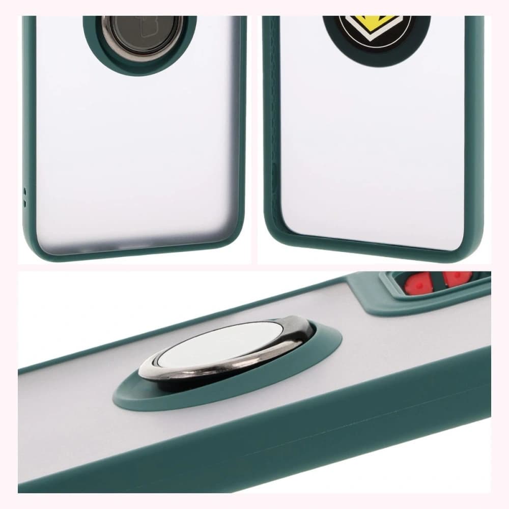 Bizon Case Hybrid Ring Motorola Moto G35 5G rauchig mit einem dunkelgrünen Rahmen - 4