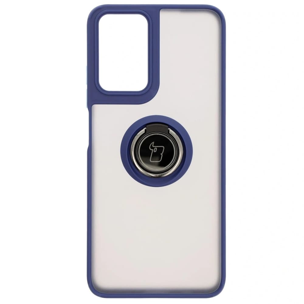 Bizon Case Hybrid Ring Motorola Moto G35 5G rauchig mit einem navyblauen Rahmen - 2