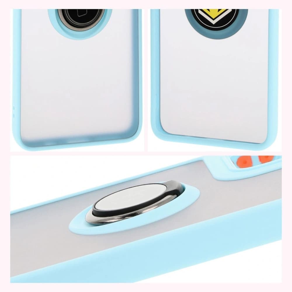 Bizon Case Hybrid Ring Motorola Moto G35 5G rauchig mit einem hellblauen Rahmen - 4