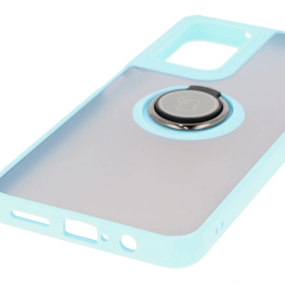 Bizon Case Hybrid Ring Motorola Moto G35 5G rauchig mit einem hellblauen Rahmen - 5