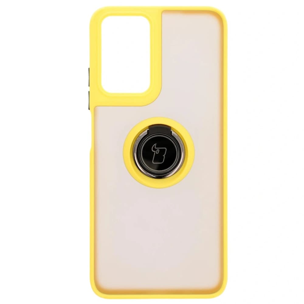 Bizon Case Hybrid Ring Motorola Moto G35 5G rauchig mit einem gelben Rahmen - 2