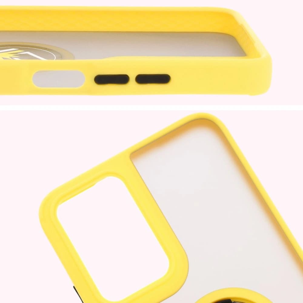 Bizon Case Hybrid Ring Motorola Moto G35 5G rauchig mit einem gelben Rahmen - 3