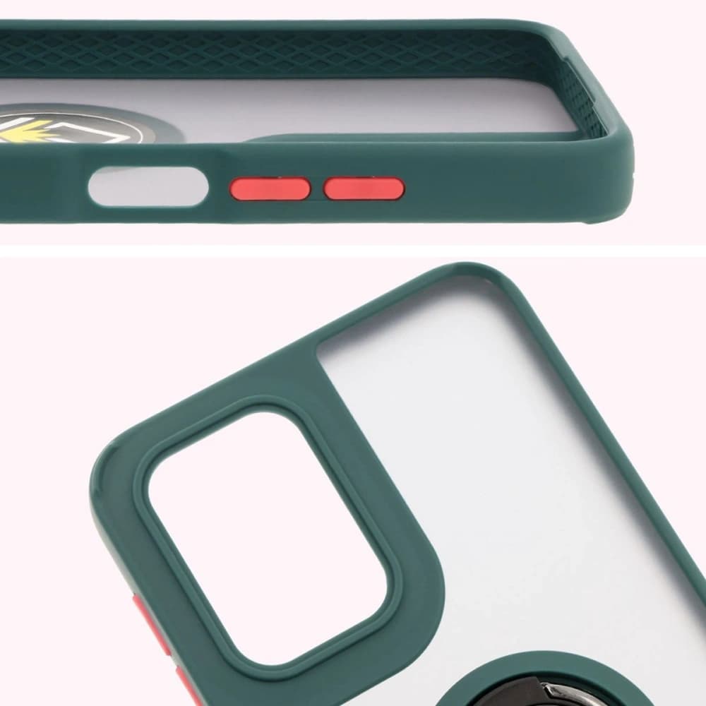 Bizon Case Hybrid Ring Motorola Moto G55 5G smoky with a dark green frame - 3