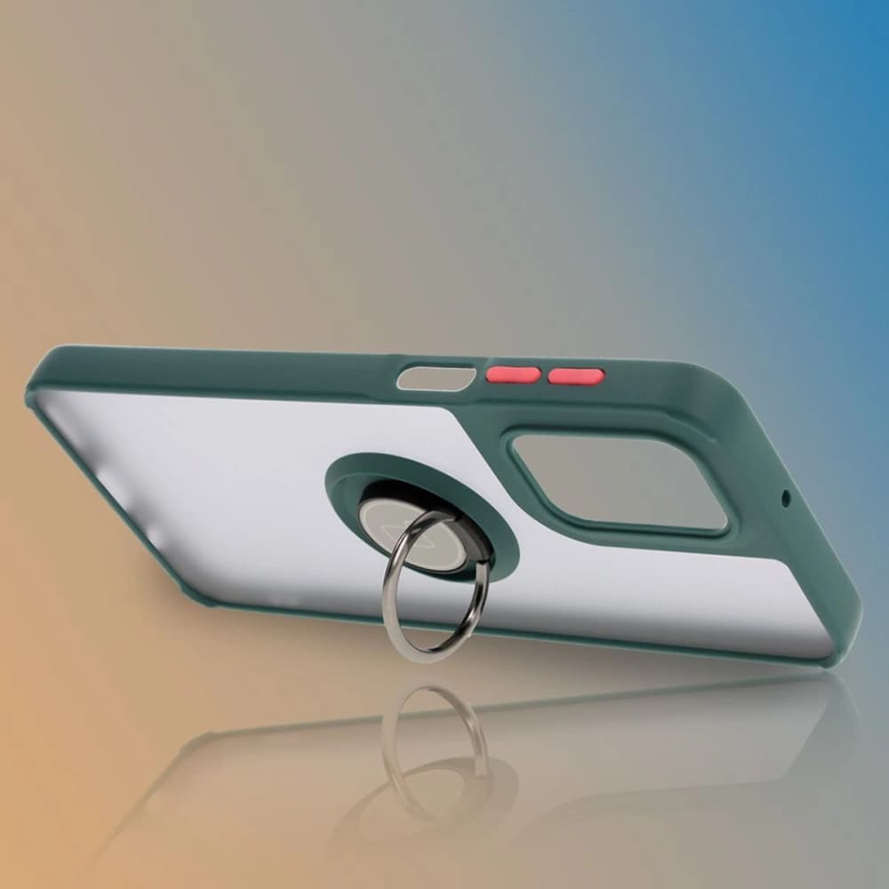 Bizon Case Hybrid Ring Motorola Moto G55 5G smoky with a dark green frame - 6