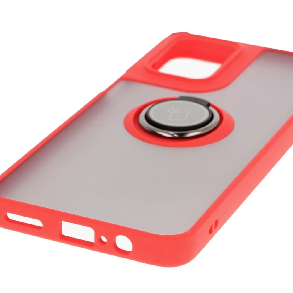 Bizon Case Hybrid Ring Motorola Moto G55 5G smoky with a red frame - 5