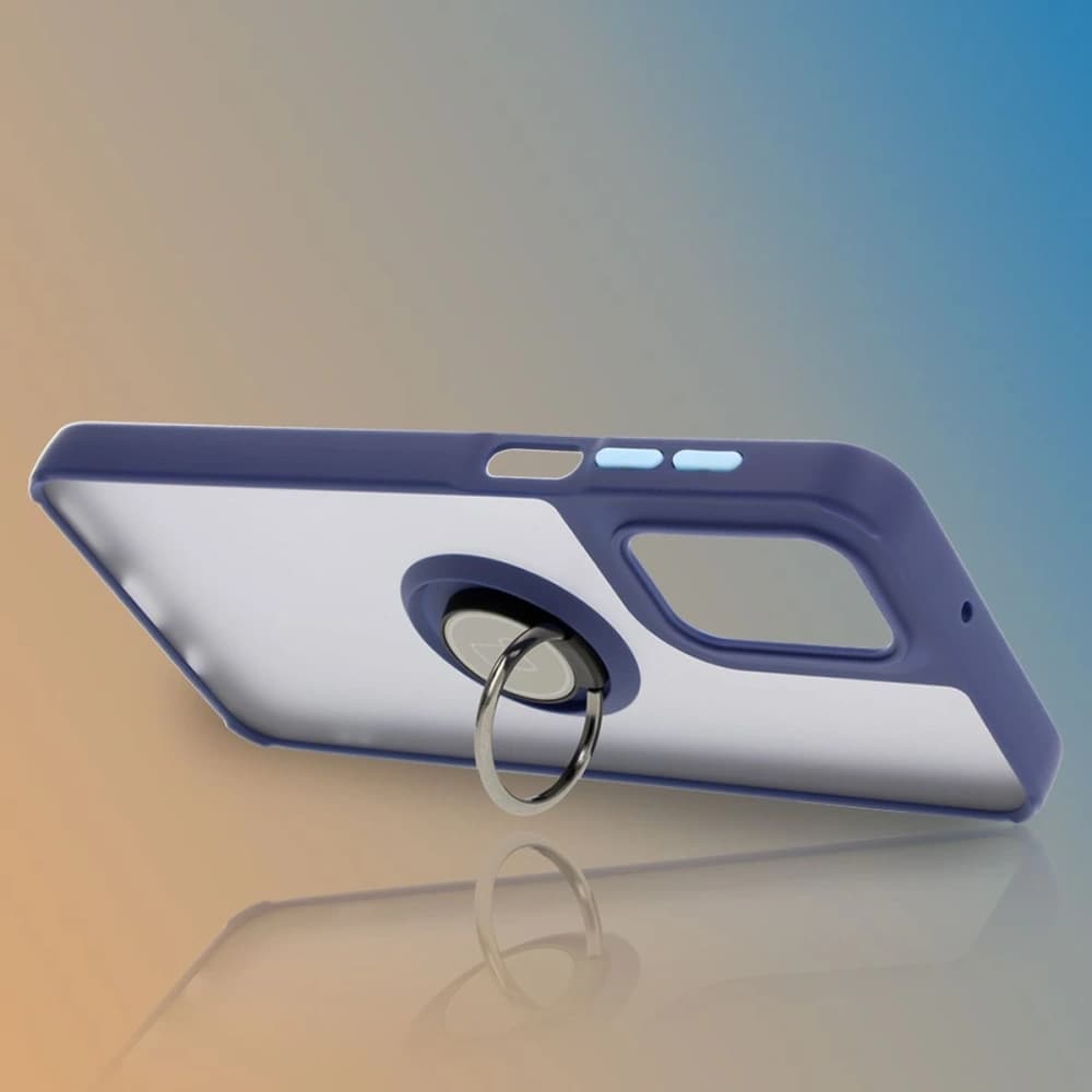 Bizon Case Hybrid Ring Motorola Moto G55 5G smoky with a navy blue frame - 6