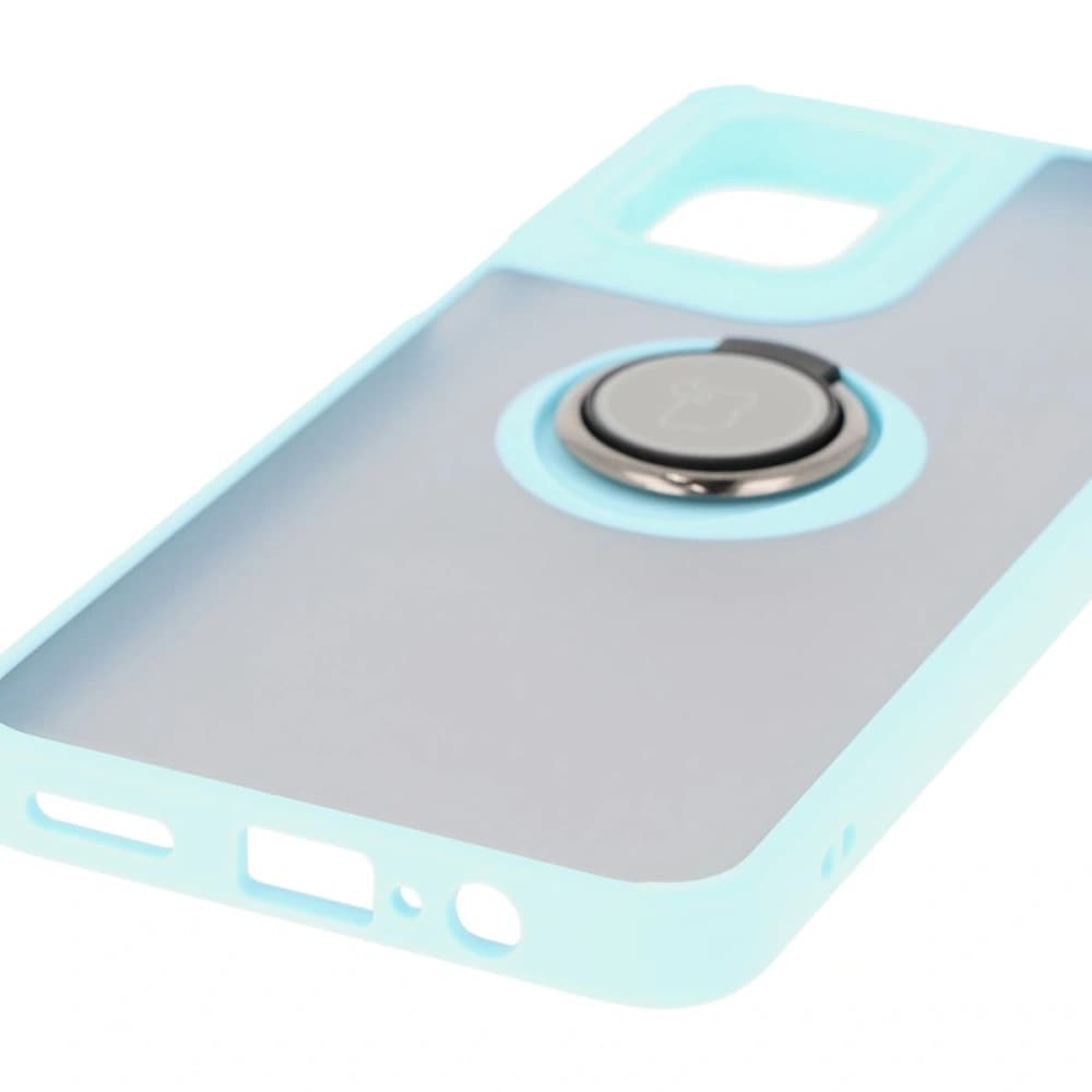 Bizon Case Hybrid Ring Motorola Moto G55 5G smoky with a light blue frame - 5
