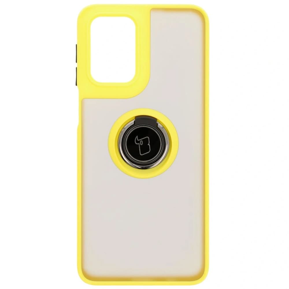 Bizon Case Hybrid Ring Motorola Moto G55 5G smoky with a yellow frame - 2