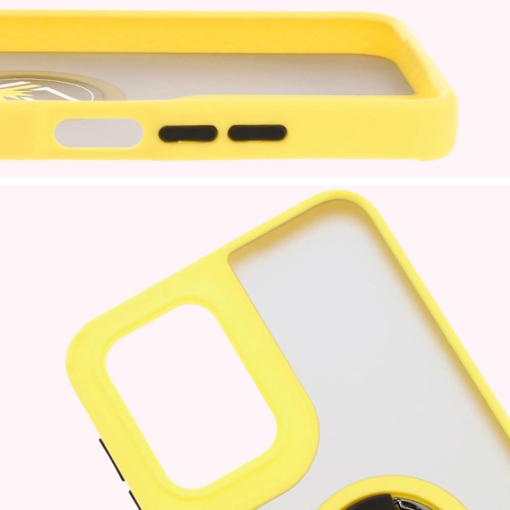 Bizon Case Hybrid Ring Motorola Moto G55 5G smoky with a yellow frame - 3
