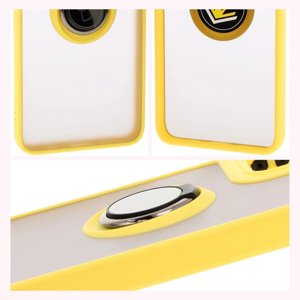 Bizon Case Hybrid Ring Motorola Moto G55 5G smoky with a yellow frame - 4