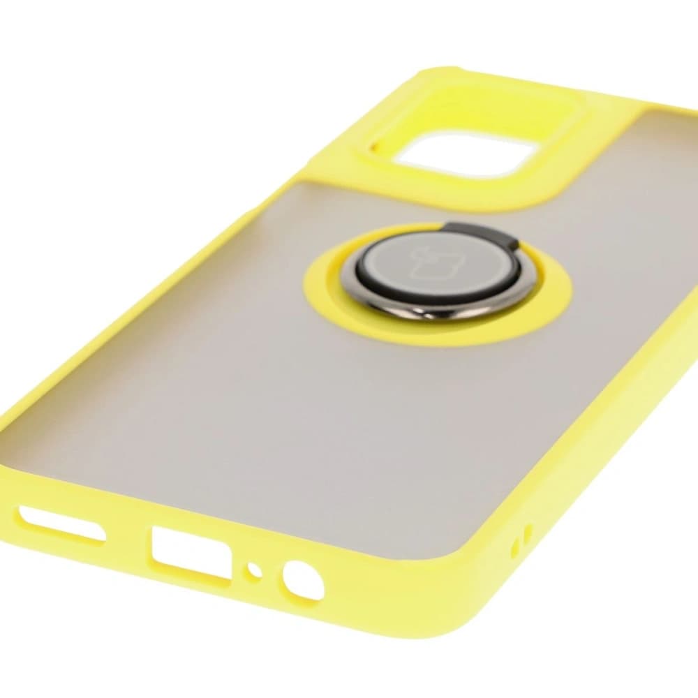 Bizon Case Hybrid Ring Motorola Moto G55 5G smoky with a yellow frame - 5