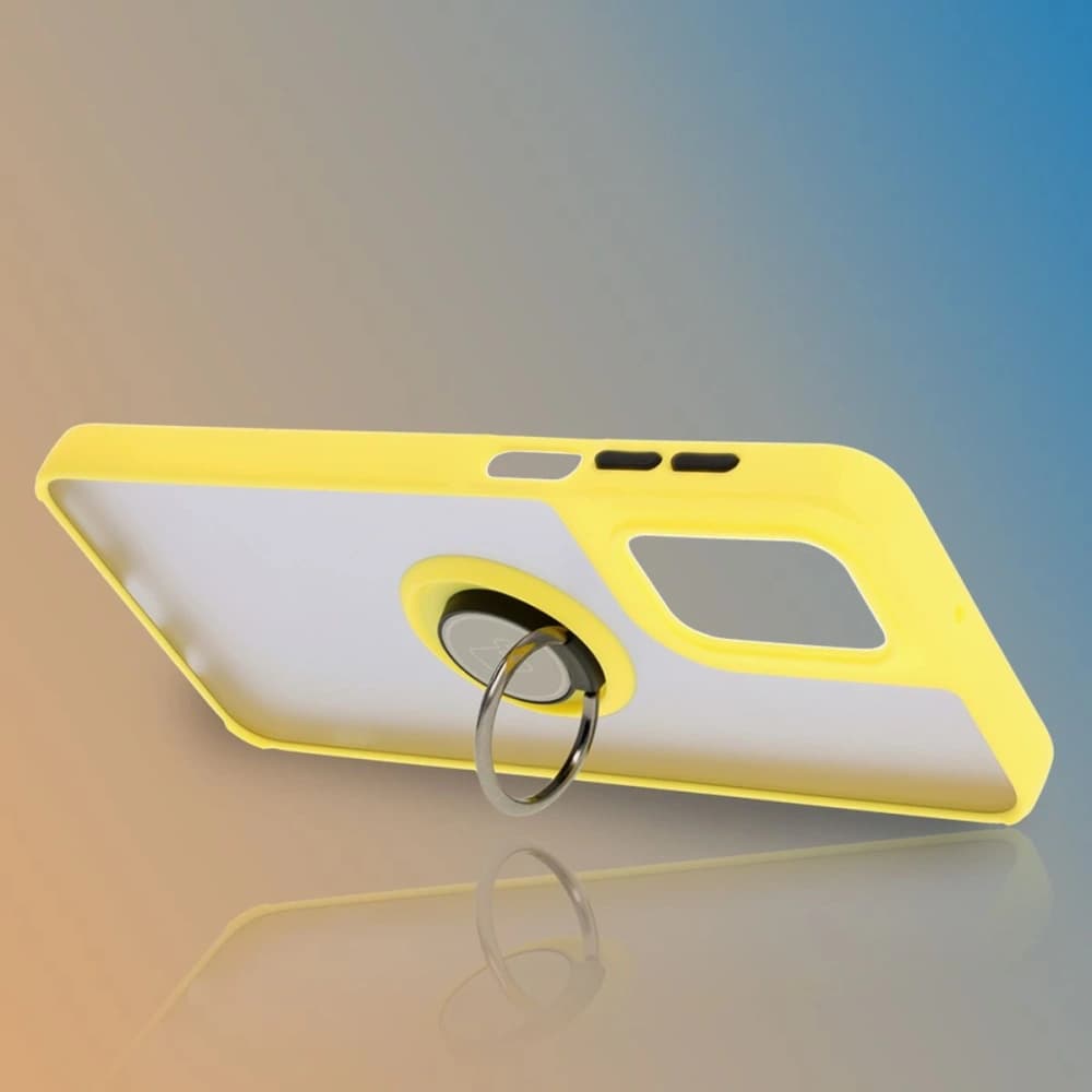 Bizon Case Hybrid Ring Motorola Moto G55 5G smoky with a yellow frame - 6