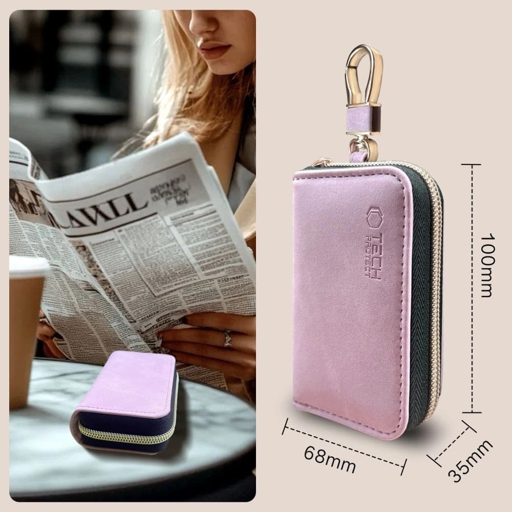Tech-Protect KLR300 faraday cage Pouch Keyless RFID Signal Blocker Case Baby Pink - 7