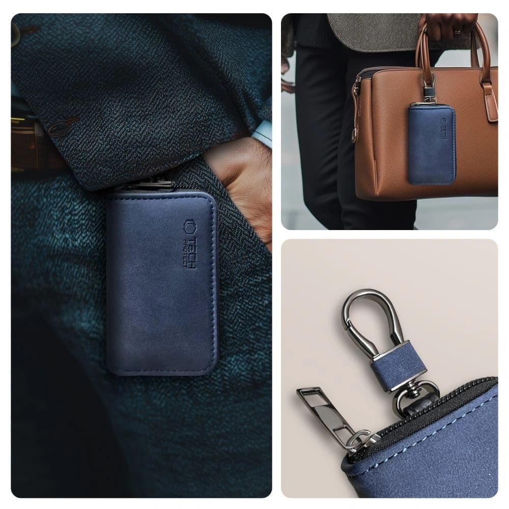 Tech-Protect KLR300 faraday cage Pouch Keyless RFID Signal Blocker Case Navy Blue - 6