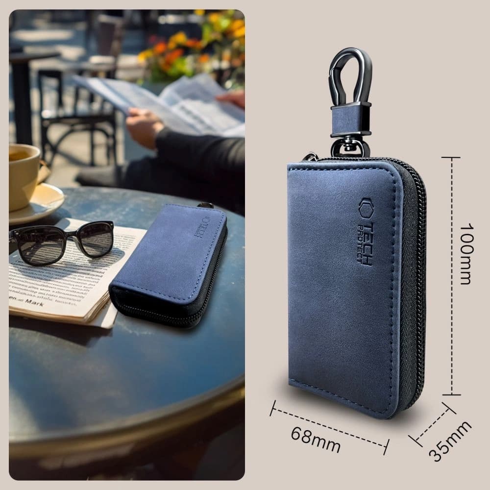 Tech-Protect KLR300 faraday cage Pouch Keyless RFID Signal Blocker Case Navy Blue - 7