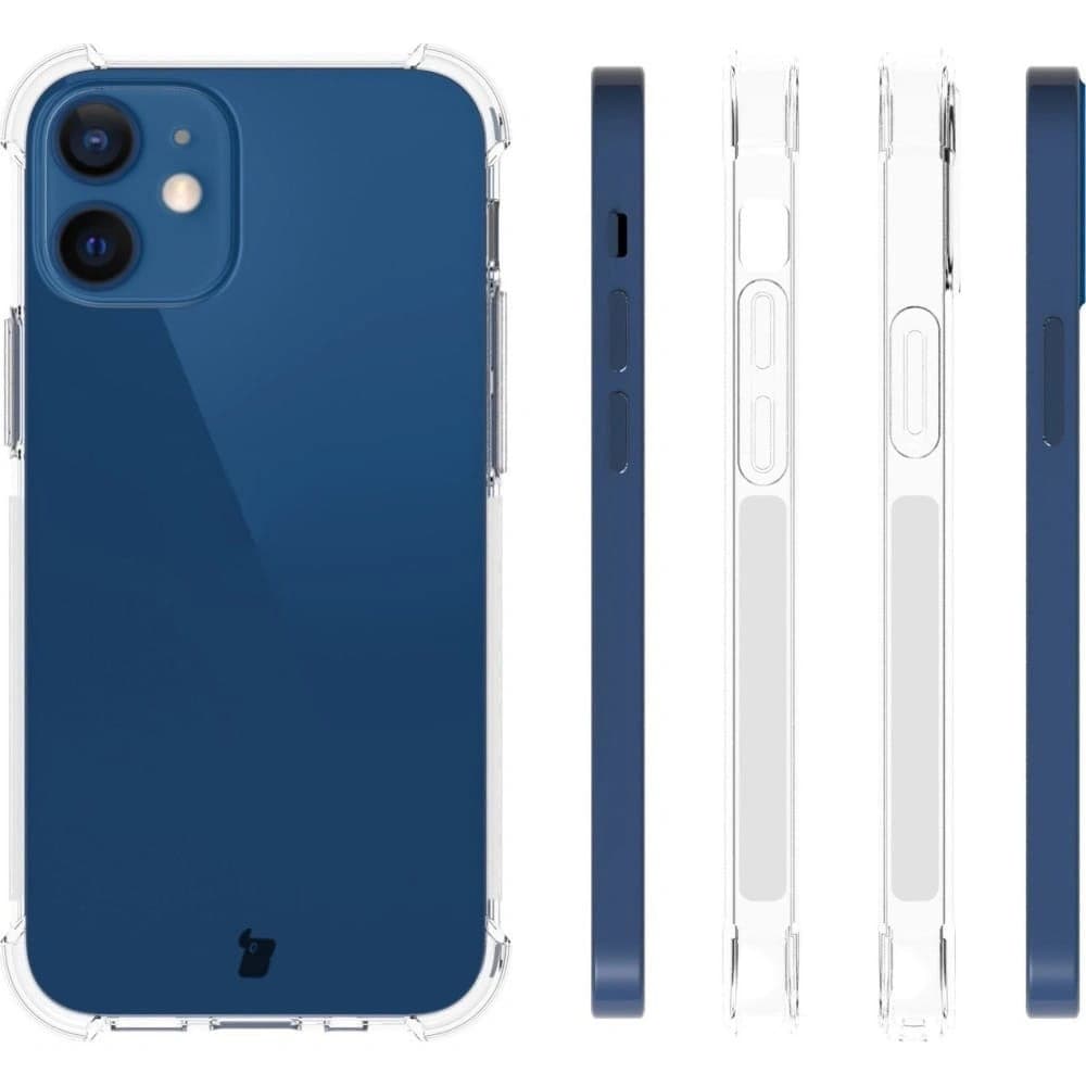 Bizon Case Clear Pack Hülle + 2x Displayschutzglas + Linsenschutzglas Apple iPhone 12 Mini klar - 4