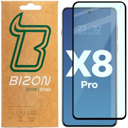 Bizon Glas Edge 3D Oppo Find X8 Pro schwarzer Rahmen