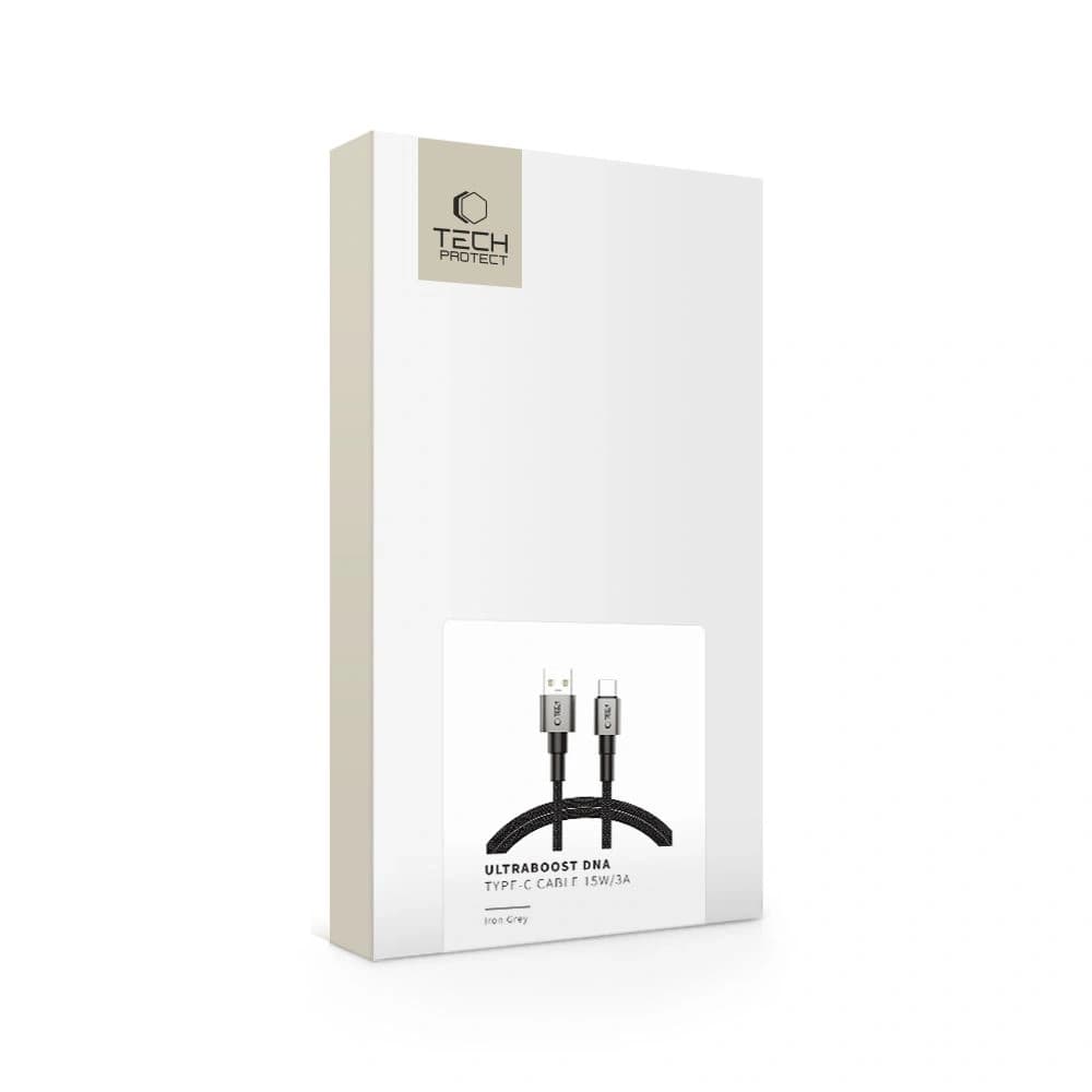 Tech-Protect Ultraboost DNA USB-A / USB-C Cable 15W/3A 100cm Iron Grey - 7