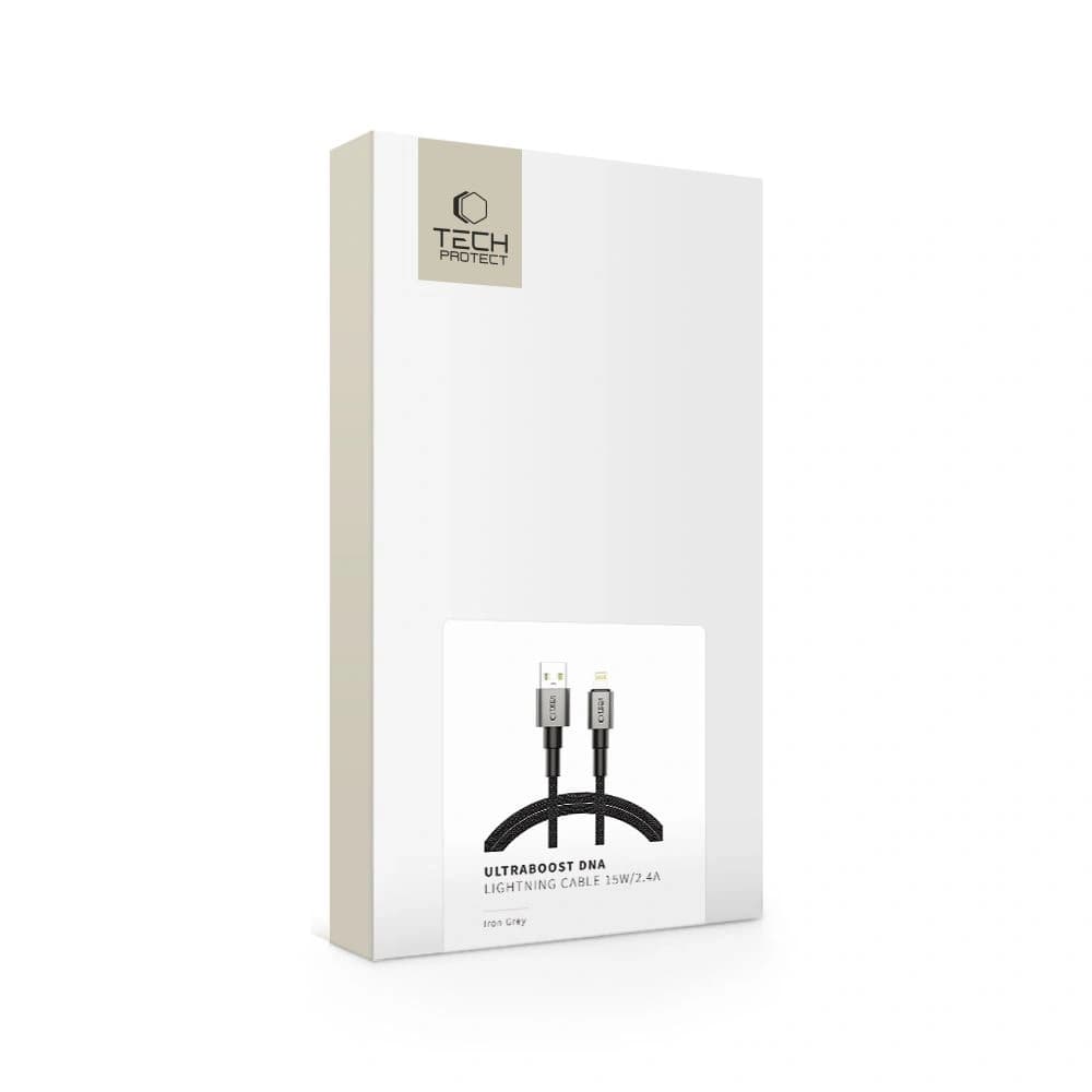 Tech-Protect Ultraboost DNA USB-A / Lightning Cable 15W/2.4A 100cm Iron Grey - 7