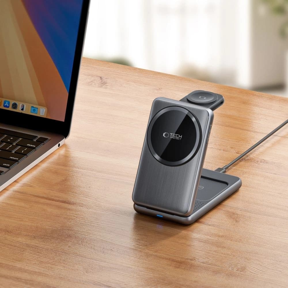 Tech-Protect QI15W-A42 3in1 Magnetic MagSafe Wireless Charger Space Grau - 6