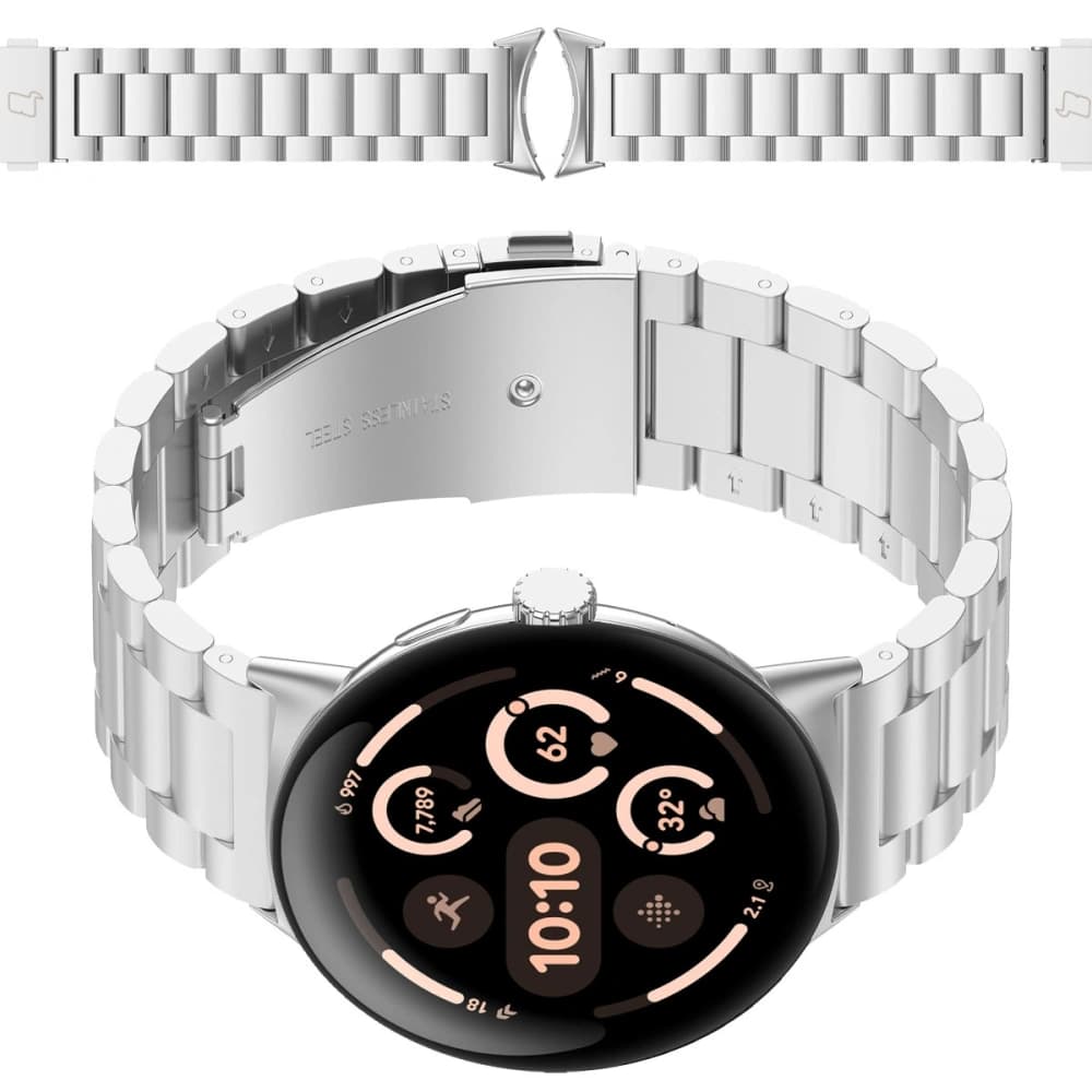 Bizon Armbanduhr Aura Google Pixel Uhr 3 / 2 / 1 41 mm silber - 1