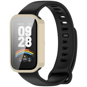 Bizon Case+Glass Uhr Xiaomi Smart Band 9 Active / Redmi Smart Band 3 beige