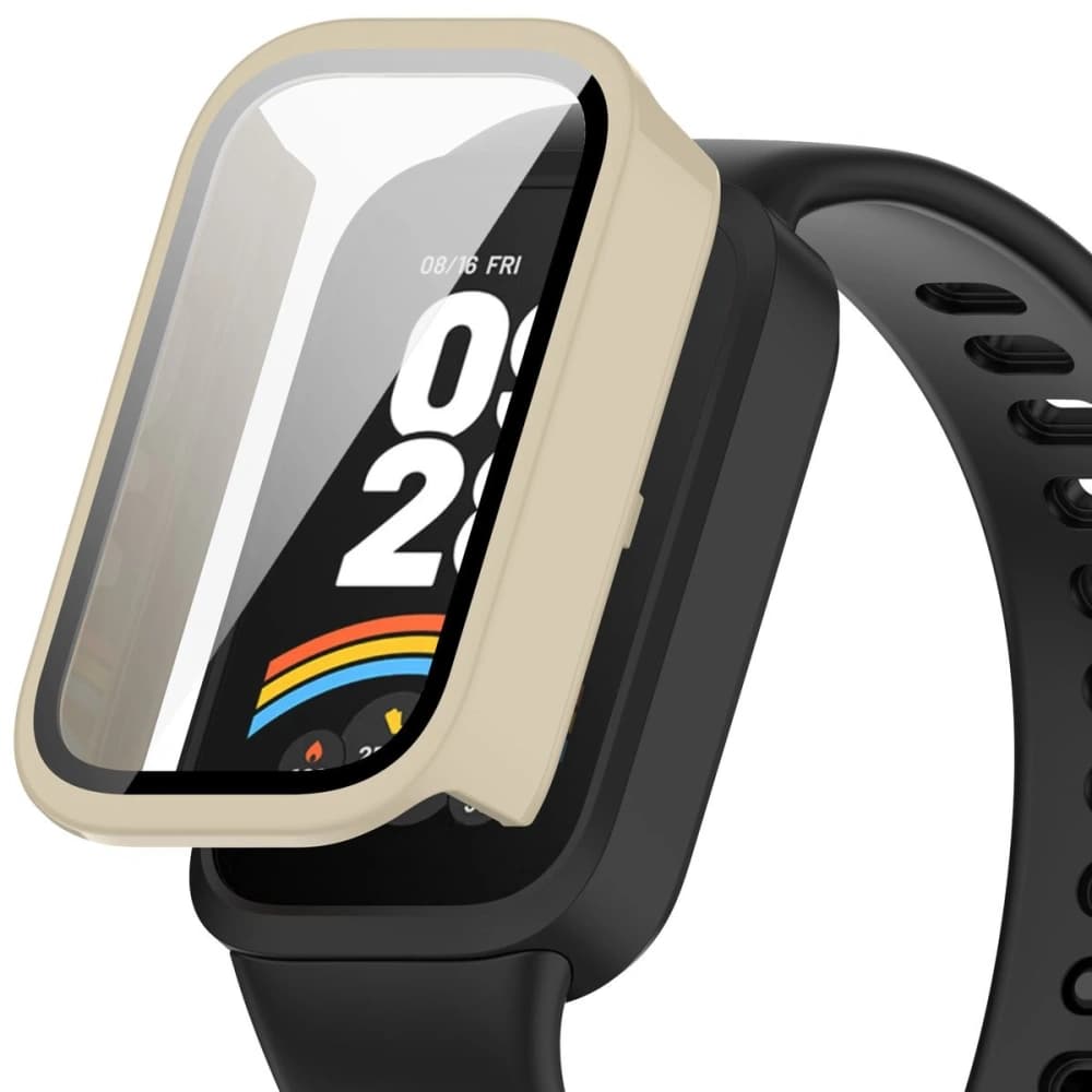 Bizon Case+Glass Uhr Xiaomi Smart Band 9 Active / Redmi Smart Band 3 beige - 4