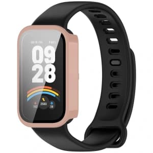 Bizon Case+Glass Uhr Xiaomi Smart Band 9 Active / Redmi Smart Band 3 pink