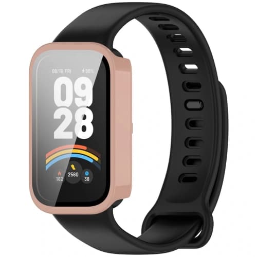 Bizon Case+Glass Uhr Xiaomi Smart Band 9 Active / Redmi Smart Band 3 pink