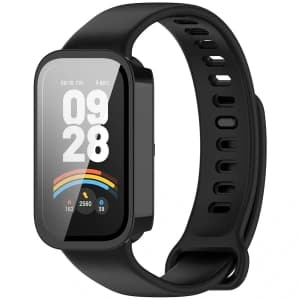 Bizon Case+Glass Uhr Xiaomi Smart Band 9 Active / Redmi Band 3 schwarz