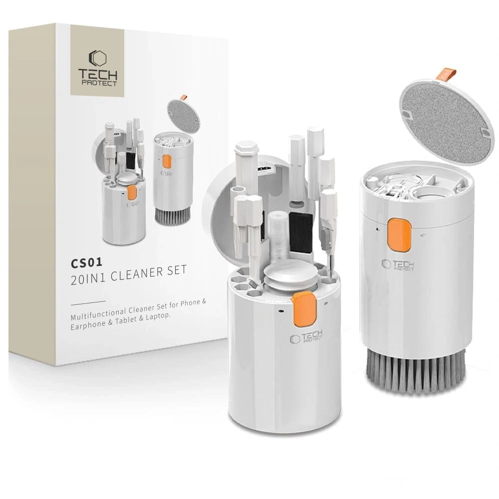 Tech-Protect CS01 Reinigungsset 20in1 für Telefon, Kopfhörer, Tablet und Laptop Weiß - 1