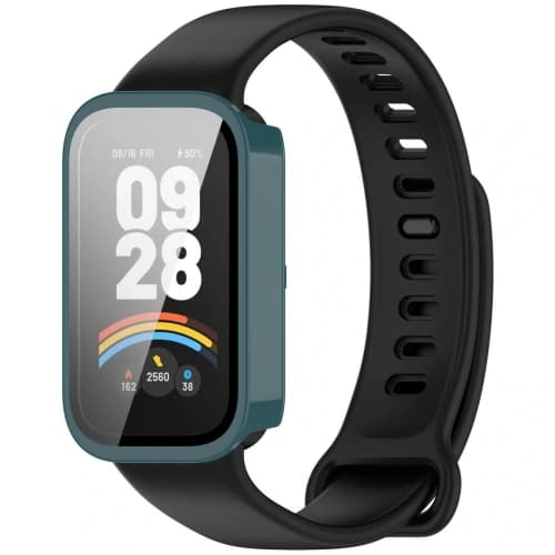 Bizon Case+Glass Uhr Xiaomi Mi Smart Band 9 Aktiv / Redmi Band 3 grün