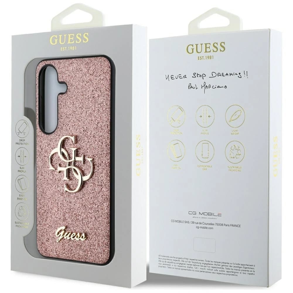 Guess Fixed Glitter Big 4G Metal Logo Samsung Galaxy S25 pink - 8