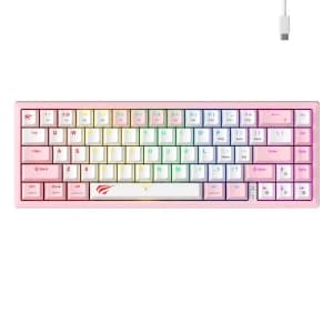 HAVIT KB874L RGB Mechanical Gaming Keyboard (pink and white)