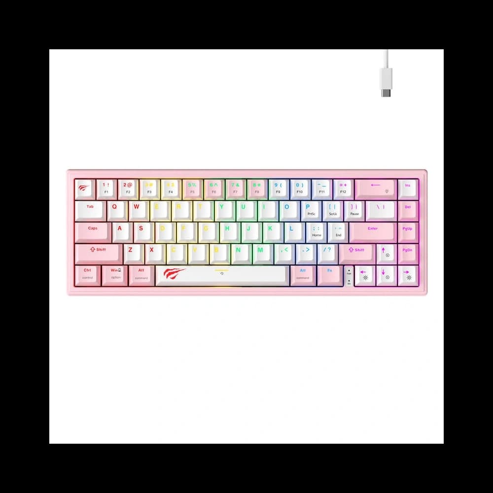 HAVIT KB874L RGB Mechanical Gaming Keyboard (pink and white) - 1