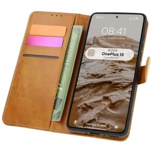 Etui z klapką Bizon Case Pocket do OnePlus 13 brązowe