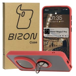 Bizon Case Hybrid Ring Honor Magic7 Pro tinted with a red frame