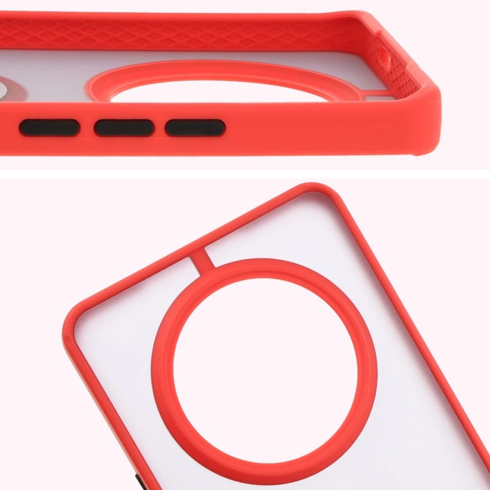 Bizon Case Hybrid Ring Honor Magic7 Lite smoky with a red frame - 3