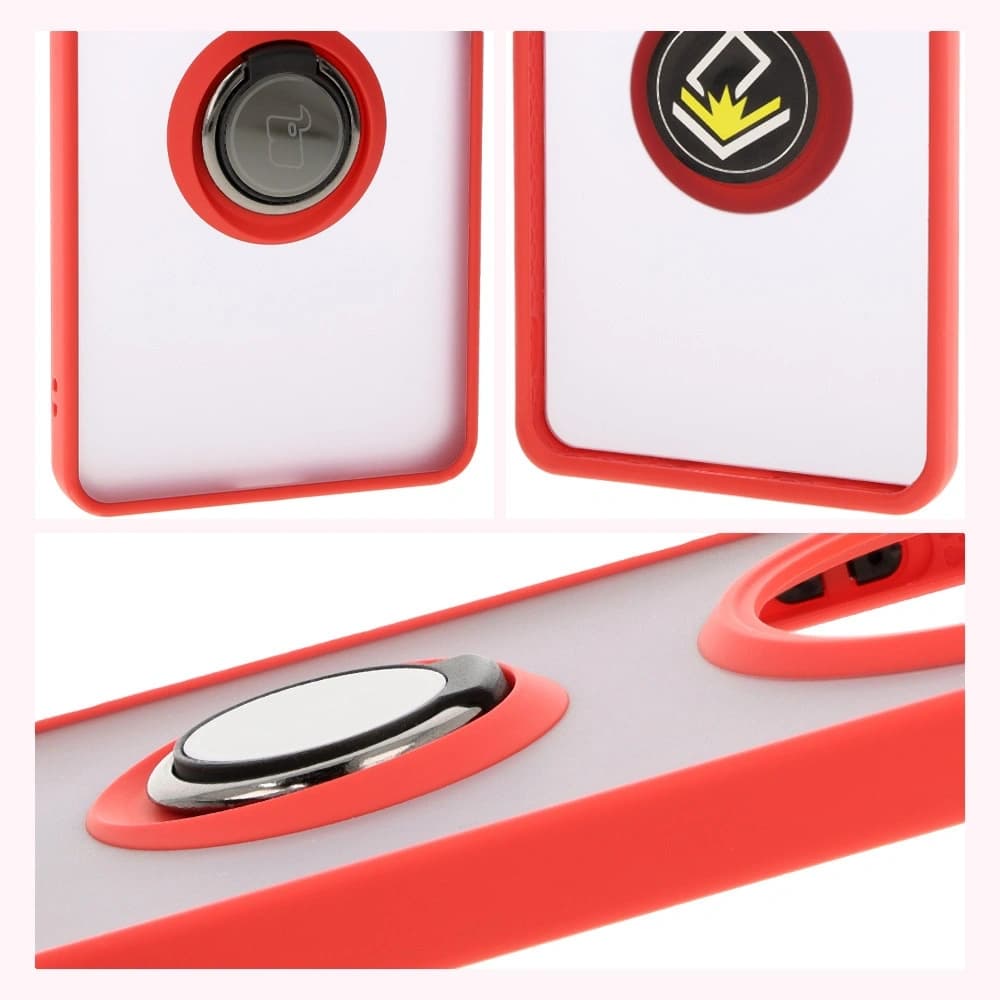 Bizon Case Hybrid Ring Honor Magic7 Lite smoky with a red frame - 4