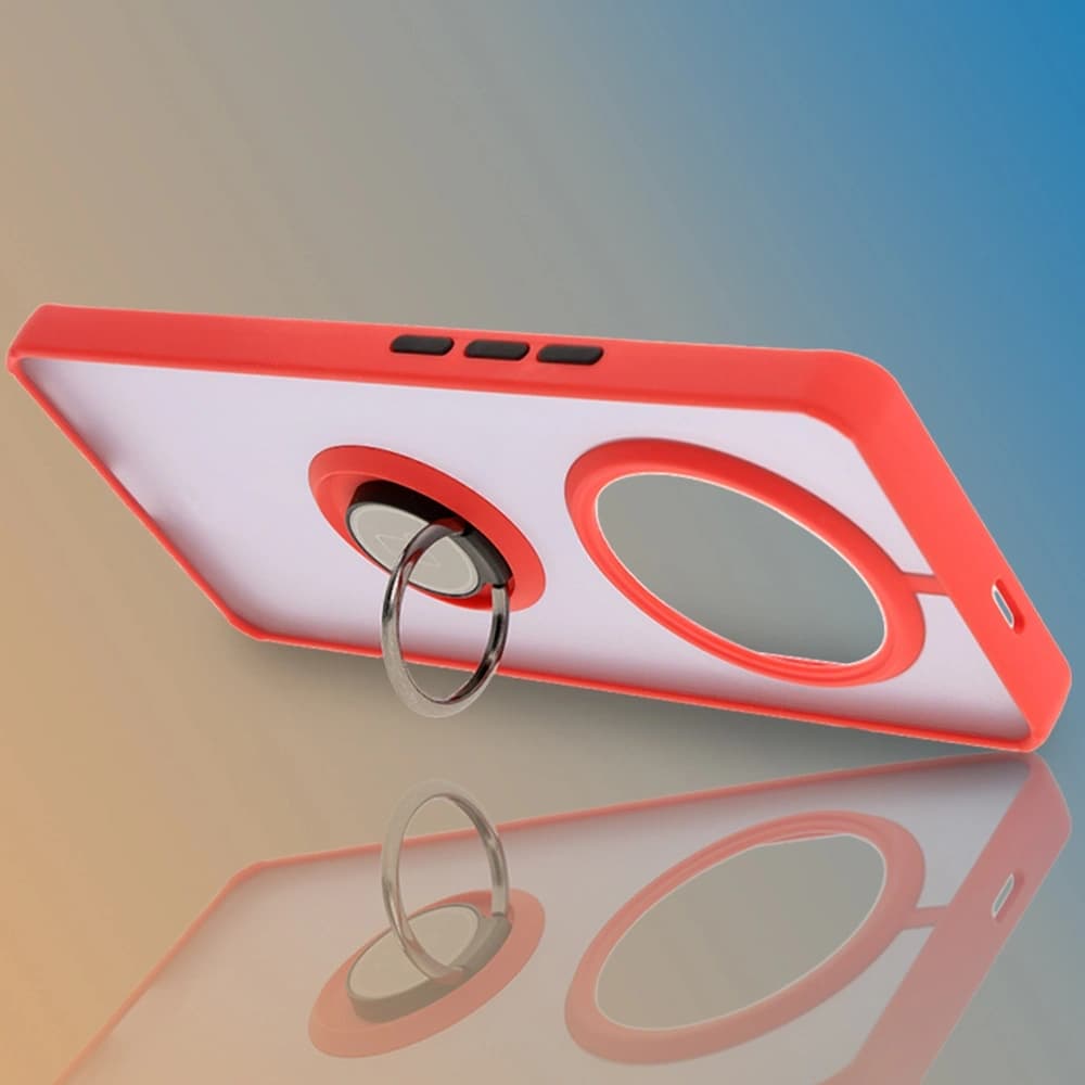 Bizon Case Hybrid Ring Honor Magic7 Lite smoky with a red frame - 6