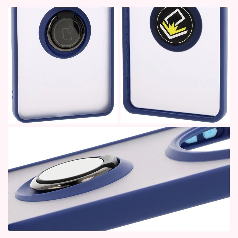 Bizon Case Hybrid Ring Honor Magic7 Lite smoky with a dark blue frame - 4