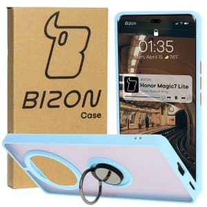 Bizon Case Hybrid Ring Honor Magic7 Lite smoky with a light blue frame