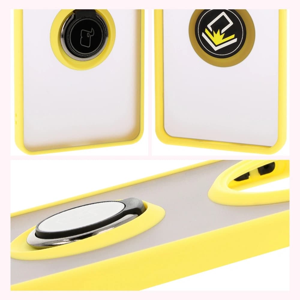Bizon Case Hybrid Ring Honor Magic7 Lite smoky with a yellow frame - 4