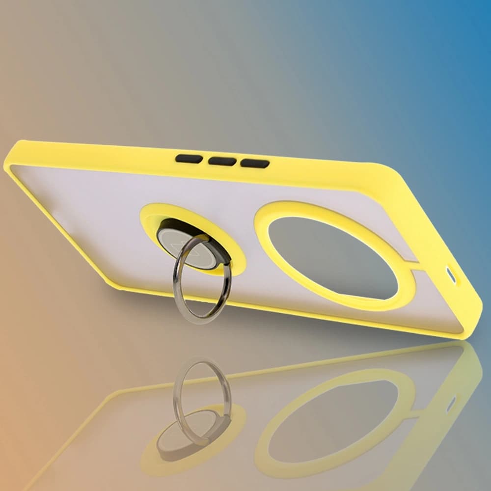 Bizon Case Hybrid Ring Honor Magic7 Lite smoky with a yellow frame - 6