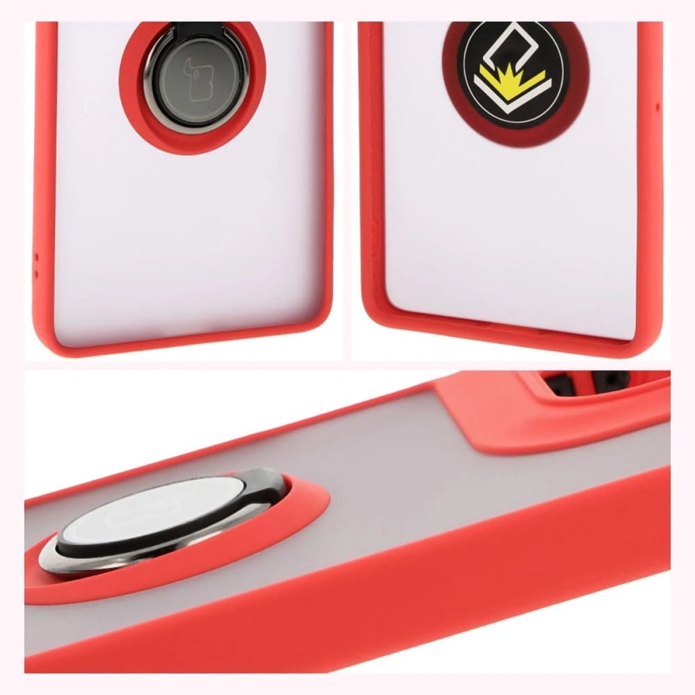 Bizon Case Hybrid Ring Motorola Moto G75 5G rauchig mit einem roten Rahmen - 4