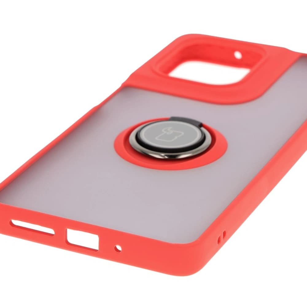 Bizon Case Hybrid Ring Motorola Moto G75 5G rauchig mit einem roten Rahmen - 5