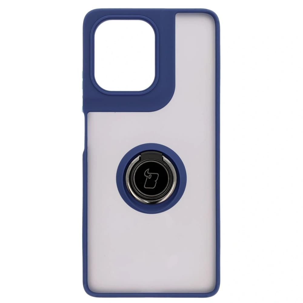 Bizon Case Hybrid Ring Motorola Moto G75 5G rauchig mit einem dunkelblauen Rahmen - 2