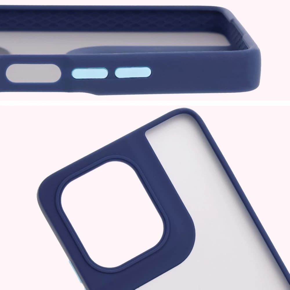 Bizon Case Hybrid Ring Motorola Moto G75 5G rauchig mit einem dunkelblauen Rahmen - 3